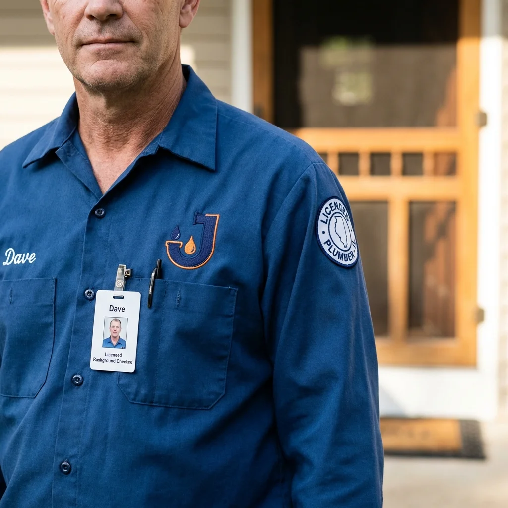 Licensed plumber showing ID badge in Paxton, IL